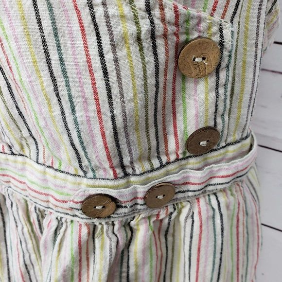 Vintage Havana‎ Multi Color Stripe Romper Linen Overall Shorts Large - Picture 13 of 15